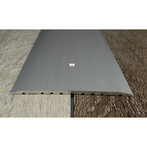 PROVISTON Übergangsprofil Aluminium eloxiert Silber Breite 80 mm Höhe 3.5  mm Länge 2700 mm Gebohrt Übergangsschiene Übergangsleiste Bodenprofil