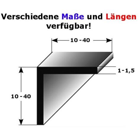 PROVISTON Winkelprofil Aluminium Silber eloxiert Breite 40 mm Höhe 10 mm Länge 1000 mm Ungebohrt Treppenkantenprofil Treppenwinkel Treppenkante Kombiwinkel 1 Stück