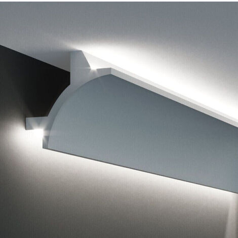 PROVISTON Lichtleiste Polyurethan 90 x 90 x 2000 mm Weiß Indirekte  Beleuchtung Led-Beleuchtung