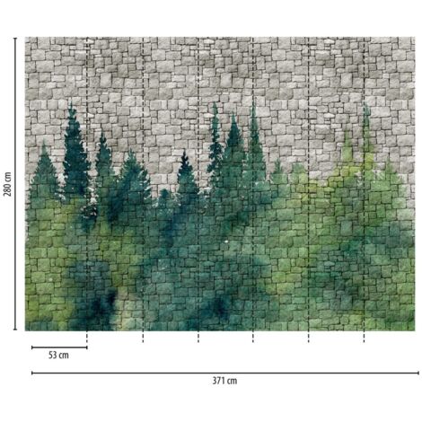 A.S. Creation Fototapete Livingwalls The Wall 382451 Ein Motiv pro Rolle 3.71 x 2.80 m Steinoptik Grün (1/3)