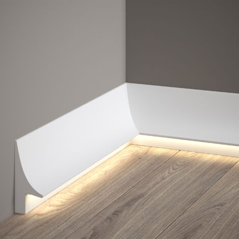 PROVISTON LED Sockelleiste Kunststoff 40 x 93 x 2000 mm Weiß Indirekte Beleuchtung Wohndekoration