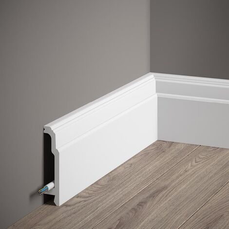 PROVISTON  Sockelleiste  23 x 106 x 2000 mm  Weiß  Fußleiste  Mit Kabelkanal  Klassisch  Hochwertig  Robust  Langlebig  1 Stück
