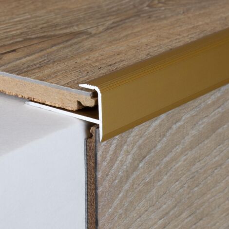 Einschubprofil "Matane", mit Nase für Laminat / Parkett, 10,3 mm Einfasshöhe, Aluminium eloxiert, gebohrt-goldfarbig-1000
