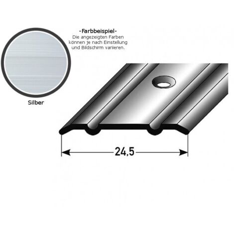 Übergangsprofil "Alkmaar"  /  Übergangsschiene, 24,5 mm breit, Aluminium eloxiert-silber-1000-gebohrt