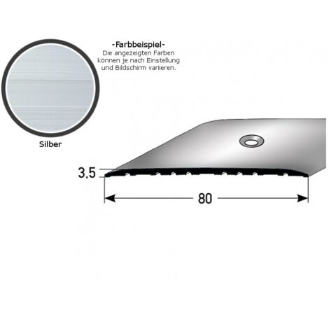 Übergangsprofil "Leopoldsburg" / Übergangsschiene / 80 mm, Typ: 350 (Aluminium eloxiert, mittig gebohrt / selbstklebend)-silber-1000-gebohrt