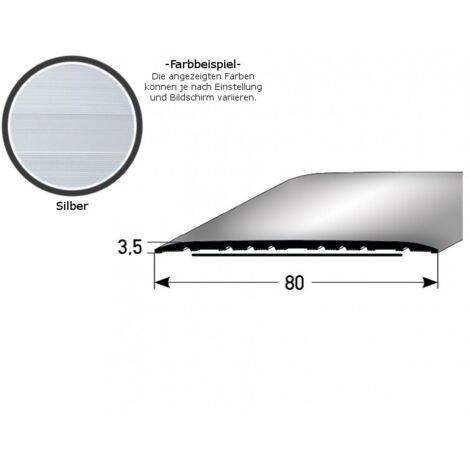 Übergangsprofil "Leopoldsburg" / Übergangsschiene / 80 mm, Typ: 350 (Aluminium eloxiert, mittig gebohrt / selbstklebend)-silber-1000-selbstklebend