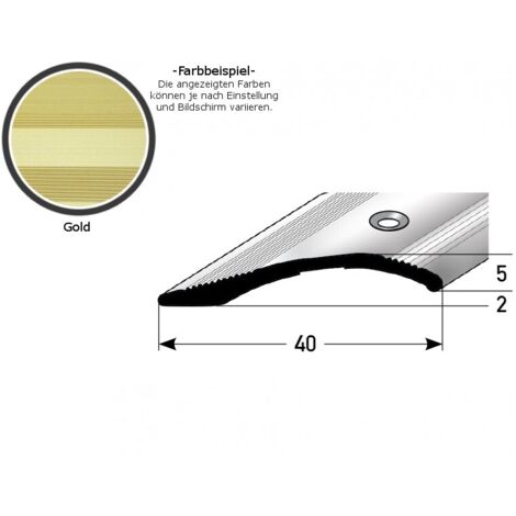 Ausgleichsprofil / Anpassungsprofil "Creston", Ausgleich: 2 - 16 mm, 40 mm breit, Aluminium eloxiert, gebohrt / selbstklebend-goldfarbig-1000-gebohrt