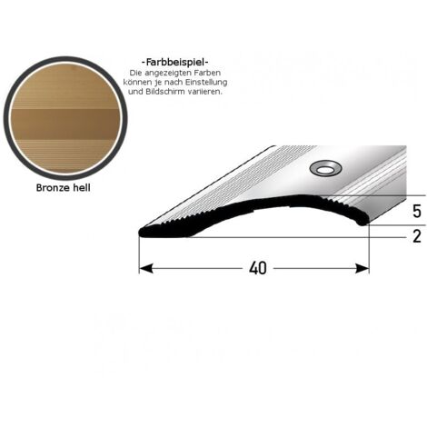 Ausgleichsprofil / Anpassungsprofil "Creston", Ausgleich: 2 - 16 mm, 40 mm breit, Aluminium eloxiert, gebohrt / selbstklebend-bronze hell-1000-gebohrt