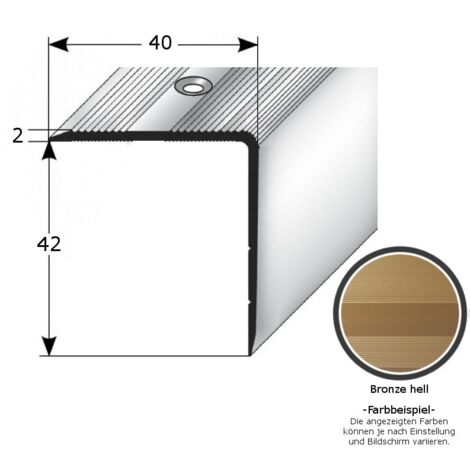 Treppenkante "Forli", Treppenkantenprofil / Winkelprofil (Größe 40 mm x 42 mm) aus Aluminium eloxiert, gebohrt, von Auer Metall-bronze hell-1000