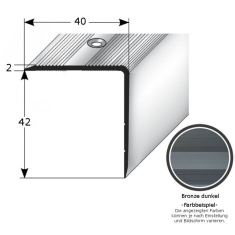Treppenkante "Forli", Treppenkantenprofil / Winkelprofil (Größe 40 mm x 42 mm) aus Aluminium eloxiert, gebohrt, von Auer Metall-bronze dunkel-1000