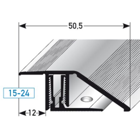 Ausgleichsprofil / Anpassungsprofil für Laminat / Parkett "Bellingham", für Höhe 15 - 24 mm, 50,5 mm breit, 2-teilig, Aluminium eloxiert, gebohrt-silber-1000