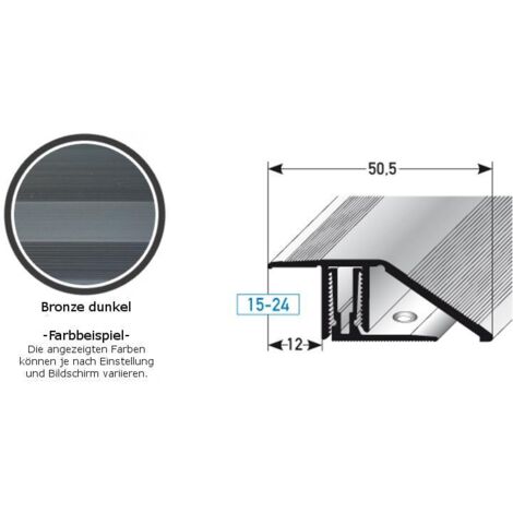 Ausgleichsprofil / Anpassungsprofil für Laminat / Parkett "Bellingham", für Höhe 15 - 24 mm, 50,5 mm breit, 2-teilig, Aluminium eloxiert, gebohrt-bronze dunkel-1000