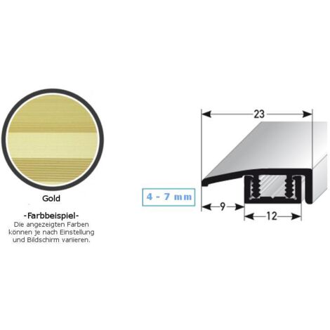 Abschlussprofil / Abschlussleiste für Vinyl / Laminat / Parkett "Scranton", für Höhe 4 - 7 mm, 23 mm breit, 2-teilig, Aluminium eloxiert, gebohrt-goldfarbig-900