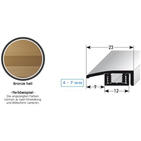 Abschlussprofil / Abschlussleiste für Vinyl / Laminat / Parkett "Scranton", für Höhe 4 - 7 mm, 23 mm breit, 2-teilig, Aluminium eloxiert, gebohrt-bronze hell-900