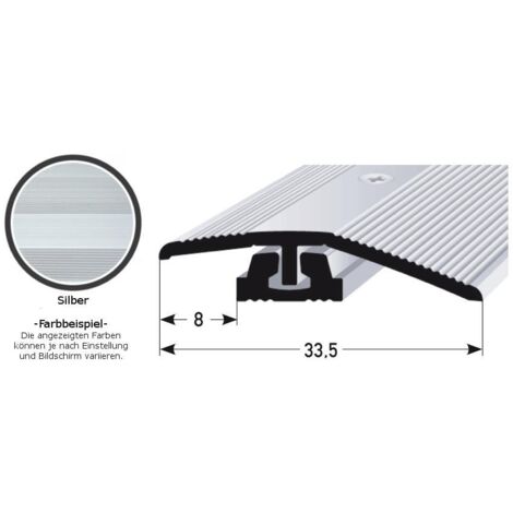 Ausgleichsprofil / Anpassungsprofil für Laminat / Parket / Vinyl "Halsey", für Höhe 4 - 7 mm, 33,5 mm breit, 2-teilig, Aluminium eloxiert, gebohrt-silber-900