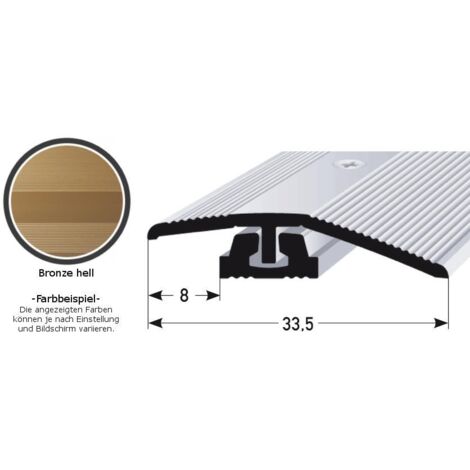 Ausgleichsprofil / Anpassungsprofil für Laminat / Parket / Vinyl "Halsey", für Höhe 4 - 7 mm, 33,5 mm breit, 2-teilig, Aluminium eloxiert, gebohrt-bronze hell-900