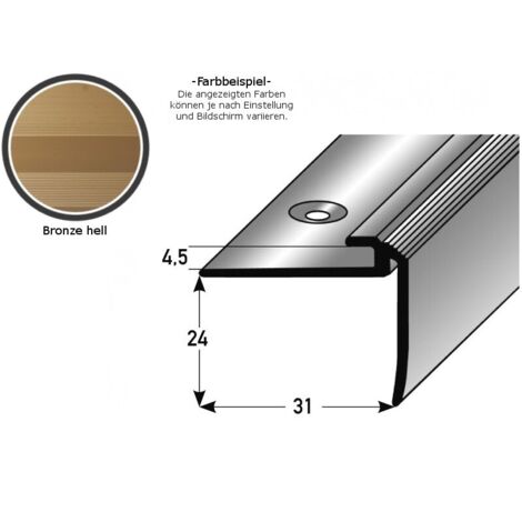 Einschubprofil "Kilkenny" mit Nase für Designbeläge, Einfasshöhe 5 mm, Aluminium eloxiert, gebohrt-bronze hell-1000