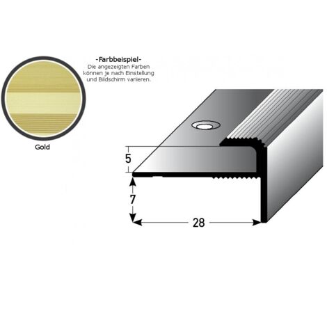 Einschubprofil "Stannington" mit Nase für Designbeläge, Einfasshöhe 5 mm, Aluminium eloxiert, gebohrt-goldfarbig-1000