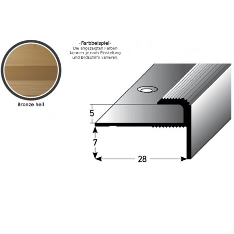 Einschubprofil "Stannington" mit Nase für Designbeläge, Einfasshöhe 5 mm, Aluminium eloxiert, gebohrt-bronze hell-900