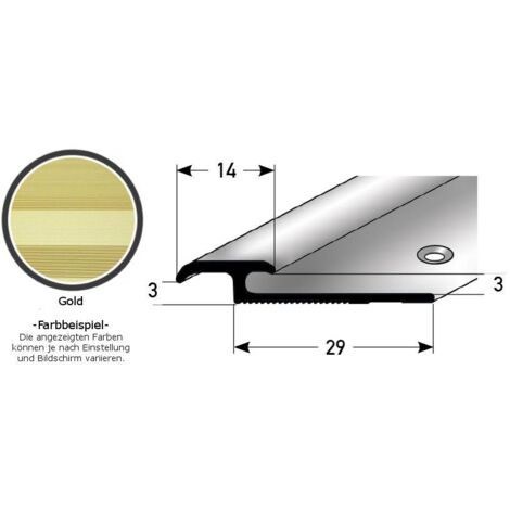 Einschubprofil "Leicester" für Laminat, 3 - 7 mm Einfasshöhe, Aluminium eloxiert, gebohrt-goldfarbig-1000-3