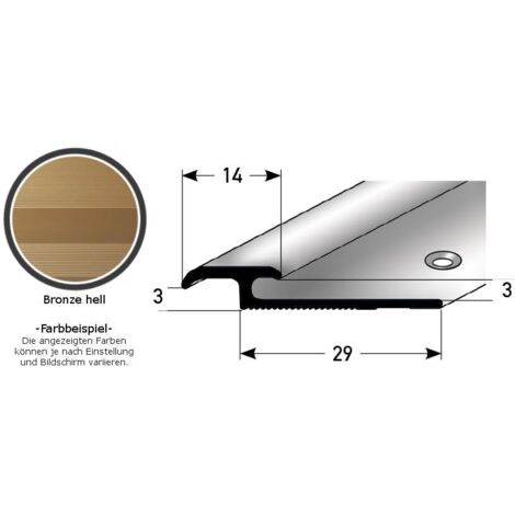 Einschubprofil "Leicester" für Laminat, 3 - 7 mm Einfasshöhe, Aluminium eloxiert, gebohrt-bronze hell-1000-3
