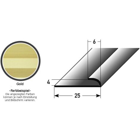 Mini-Klemmprofil / Einschubprofil "Westerose" für Designböden, 4 mm Einfasshöhe, Aluminium eloxiert, ungebohrt-goldfarbig-1000