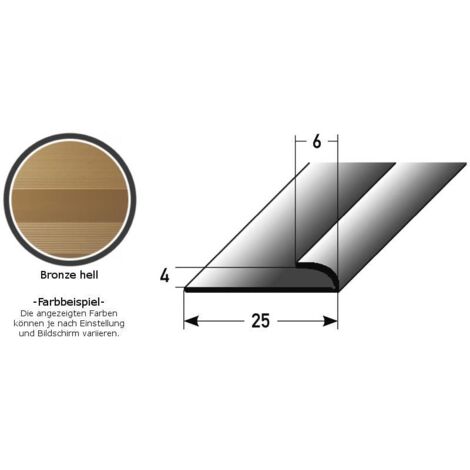 Mini-Klemmprofil / Einschubprofil "Westerose" für Designböden, 4 mm Einfasshöhe, Aluminium eloxiert, ungebohrt-bronze hell-1000
