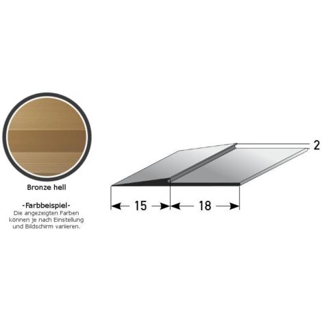 Rampenanstoßprofil "Broadford" Rampenanstoßleiste für Designbeläge, 2 - 5 mm Einfasshöhe, Aluminium eloxiert, gebohrt, Typ 282-284-bronze hell-1000-2