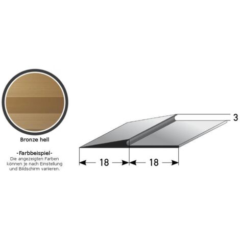 Rampenanstoßprofil "Broadford" Rampenanstoßleiste für Designbeläge, 2 - 5 mm Einfasshöhe, Aluminium eloxiert, gebohrt, Typ 282-284-bronze hell-1000-3