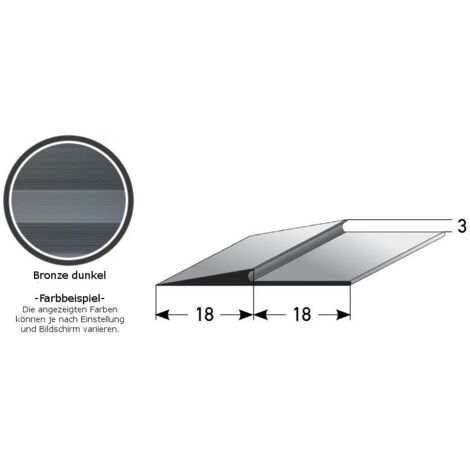 Rampenanstoßprofil "Broadford" Rampenanstoßleiste für Designbeläge, 2 - 5 mm Einfasshöhe, Aluminium eloxiert, gebohrt, Typ 282-284-bronze dunkel-1000-3