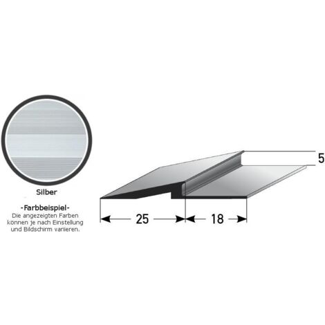 Rampenanstoßprofil "Broadford" Rampenanstoßleiste für Designbeläge, 2 - 5 mm Einfasshöhe, Aluminium eloxiert, gebohrt, Typ 282-284-silber-1000-5