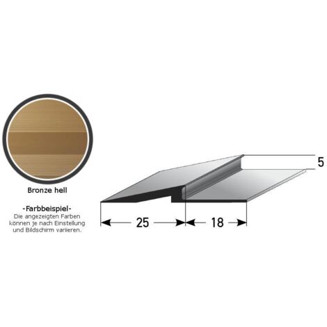 Rampenanstoßprofil "Broadford" Rampenanstoßleiste für Designbeläge, 2 - 5 mm Einfasshöhe, Aluminium eloxiert, gebohrt, Typ 282-284-bronze hell-1000-5 (1/4)