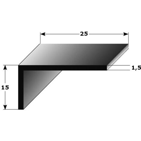 Winkelprofil "Alcoba" als Montageprofil / Bauprofil, ungleichschenklig, Silber eloxiert, aus Aluminium-1000-15 mm-25 mm