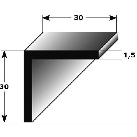 Winkelprofil "Aracena" als Montageprofil / Bauprofil, gleichschenklig, Silber eloxiert, aus Aluminium-2000-30 mm
