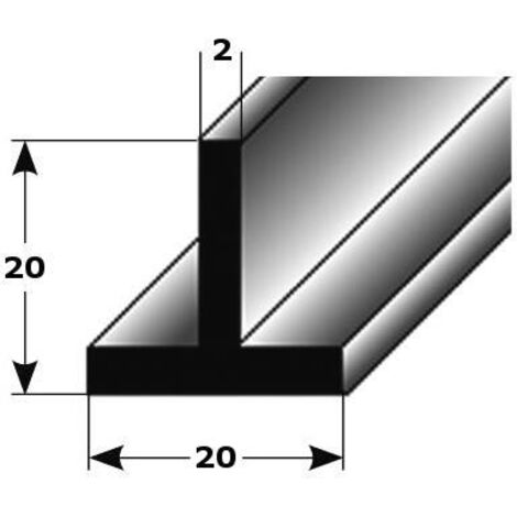 T-Profil "Albarracin" als Montageprofil / Bauprofil, aus Aluminium-1000-20 mm