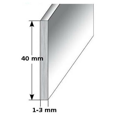 Fußleiste / Sockelleiste (TYP i 40) aus Aluminium, Höhe: 40 mm, Farbe:  silber eloxiert, Materialstärke: 1,0