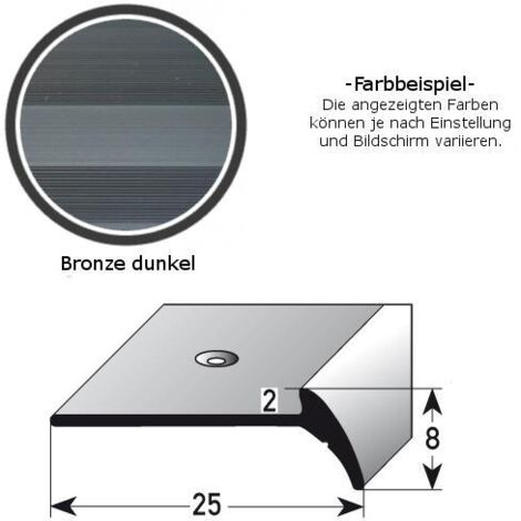 Treppenkante "Oiron" Treppenkantenprofil / Winkelprofil / Fassonprofil, konfigurierbar, Breite: 25 mm, Einfasshöhe für Böden mit 2-3 mm Stärke, aus Aluminium eloxiert, gebohrt, von Auer Metall -bronz