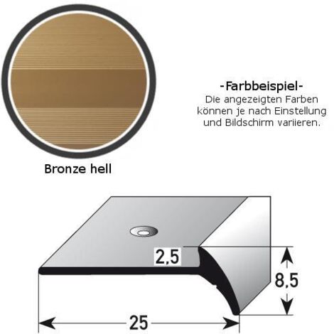 Treppenkante "Oiron" Treppenkantenprofil / Winkelprofil / Fassonprofil, konfigurierbar, Breite: 25 mm, Einfasshöhe 2-3 mm aus Aluminium eloxiert, gebohrt, von Auer Metall -bronze hell-1000-2.5