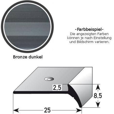 Treppenkante "Oiron" Treppenkantenprofil / Winkelprofil / Fassonprofil, konfigurierbar, Breite: 25 mm, Einfasshöhe 2-3 mm aus Aluminium eloxiert, gebohrt, von Auer Metall -bronze dunkel-1000-2.5