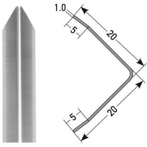 Eckschutzwinkel "Isora" 20 x 20 mm aus mattem Edelstahl, dreifach gekantet, selbstklebend oder ungebohrt-1000-ungebohrt