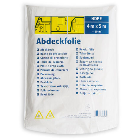 Abdeckplane HDPE Standard 4 x 5 m Abdeckfolie Allzweckfolie transparent