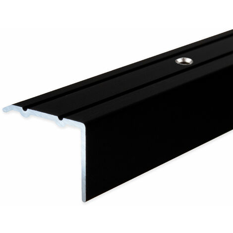 PROVISTON Winkelprofil Aluminium eloxiert Schwarz Breite 24.5 mm Höhe 18 mm Länge 1000 mm Gebohrt Treppenkantenprofil Treppenwinkel Treppenkante Kombiwinkel 1 Stück