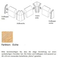 Außenecken für MDF-Sockelleisten 40x20 mm - Eiche