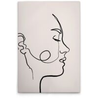 Leinwandbild Gesicht Oneliner M1-No.51370 - Kunstdruck auf Leinwand in Creme Schwarz - Wandbild 80 x 120 cm