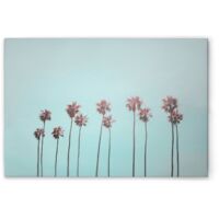 Leinwandbild Palmen Zart Blau Rosa M1-No.51066 - Kunstdruck auf Leinwand in Blau Rosa - Wandbild 45 x 30 cm