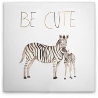 Leinwandbild Zebras M1-No.50608 - Kunstdruck auf Leinwand in Beige Grau - Wandbild 40 x 40 cm