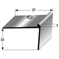 PROVISTON Treppenkante Aluminium eloxiert Bronze Hell Breite 37 mm Höhe 24 mm Länge 1000 mm Gebohrt Treppenkantenprofil Treppenwinkel Winkelprofil Kombiwinkel 1 Stück