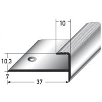 PROVISTON Einschubprofil Aluminium eloxiert Goldfarbig Breite 37 mm Höhe 10.3 mm Länge 1000 mm Gebohrt Abschlussprofil Einfassprofil Abschlussleiste Bodenprofil 1 Stück