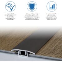 PROVISTON Treppenkantenprofil Breite: 39 mm Höhe: 2.5 mm Länge: 1000 mm Aluminium eloxiert Glatt Sollbiegestelle Silber Doppelt Versetzt Versenkt Gebohrt