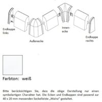 Endkappe (rechts) für MDF-Sockelleisten 40x20 mm - weiß